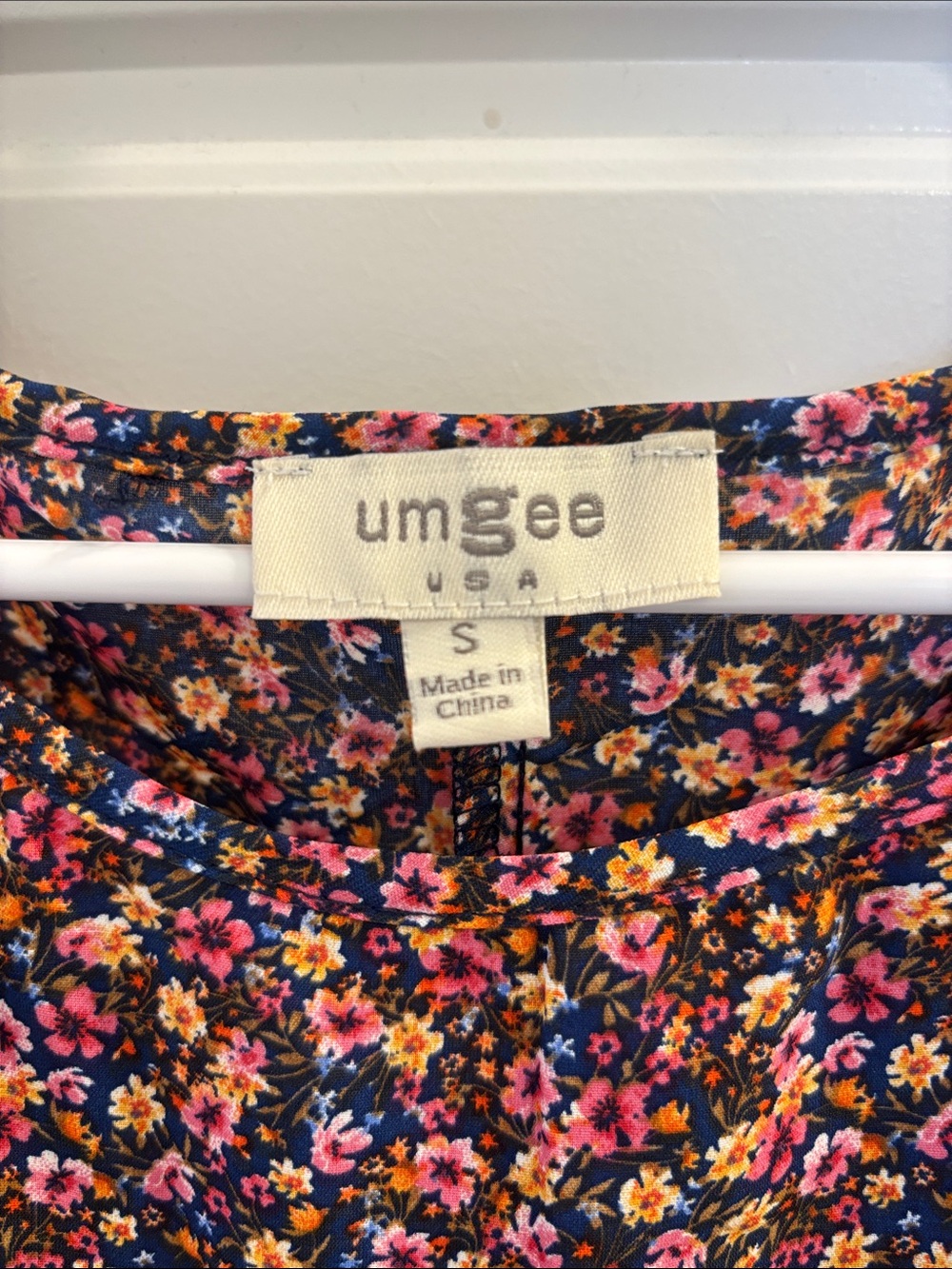 Umgee Floral Puff Sleeve Ruffle Hem Midi Dress Size Small - Picture 2 of 4